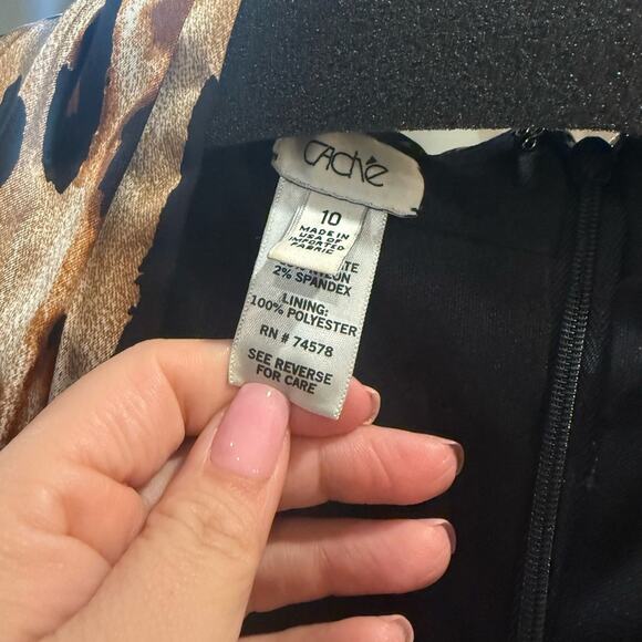 CACHE Leopard Print Ruched Satin Bodycon Dress - Size 10 - Picture 3 of 3